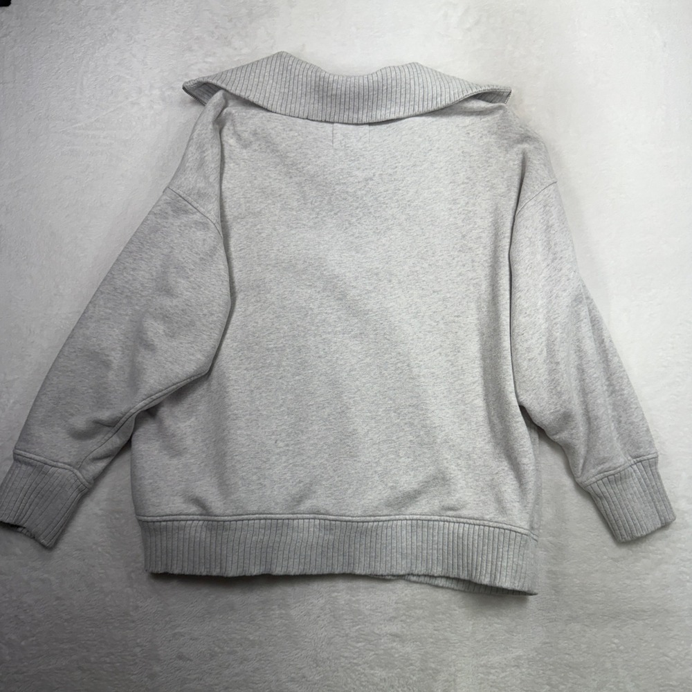 aerie L Down To Earth Quarter Zip Sweatshirt Overisized Gray Relaxed Fit Cozy - Picture 13 of 14